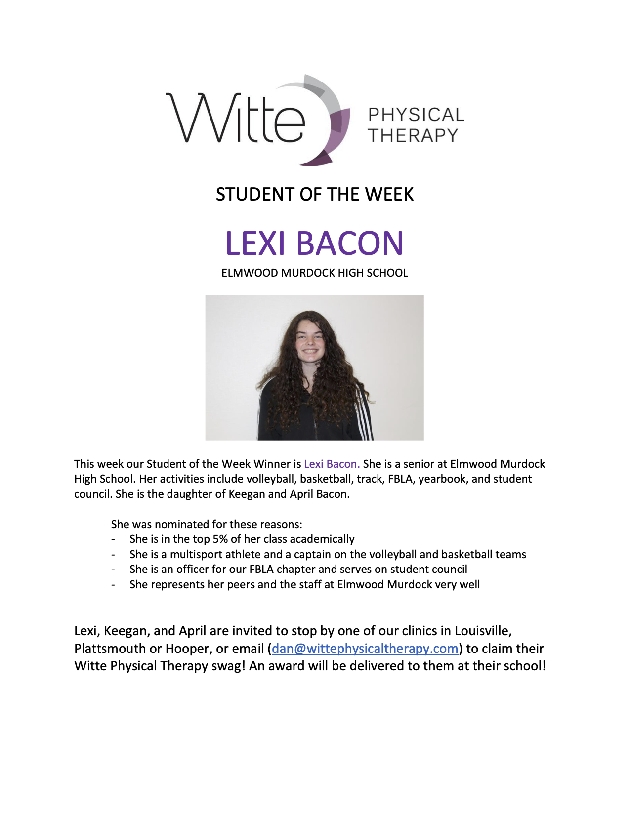 Student of the Week Selection 18